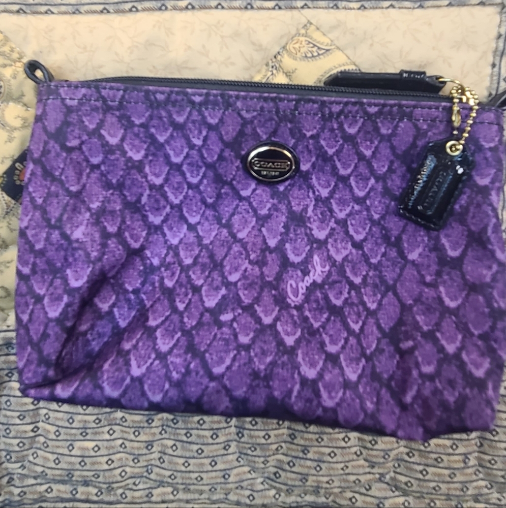 Coach Snakeskin Pattern Purple Cosmetic Bag